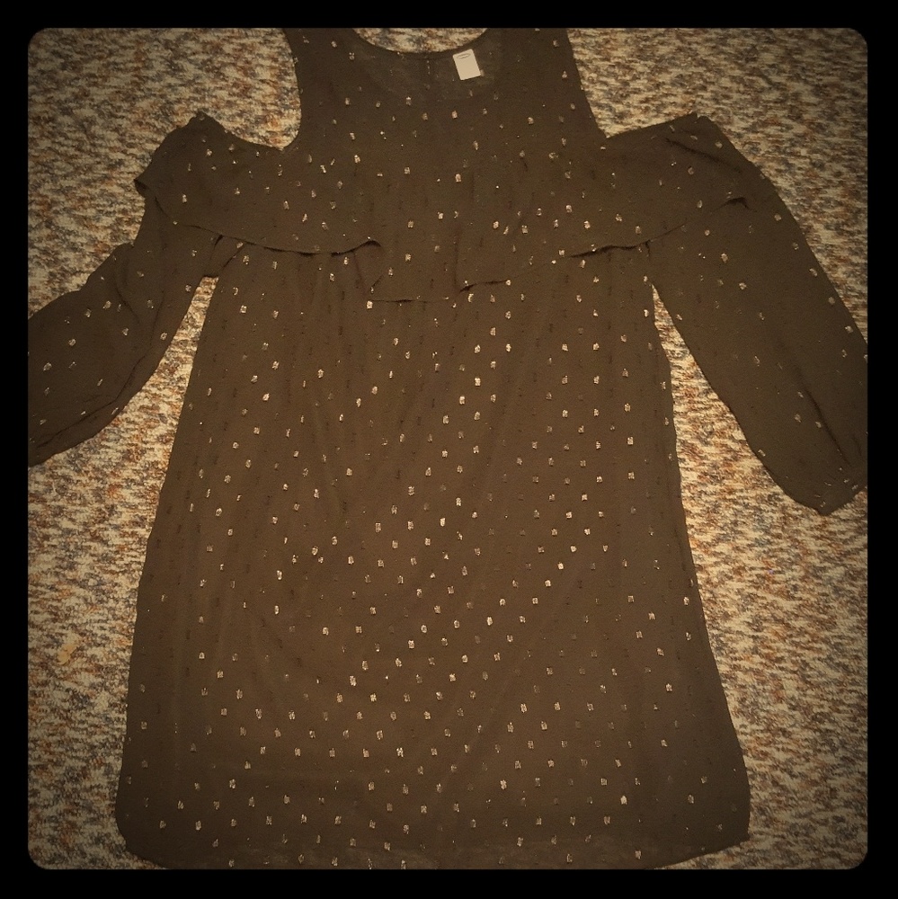 Black cold shoulder dress